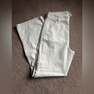 NWT H&M Cargo/Carpenter Wide Leg Cream Pants/Jeans Size 8